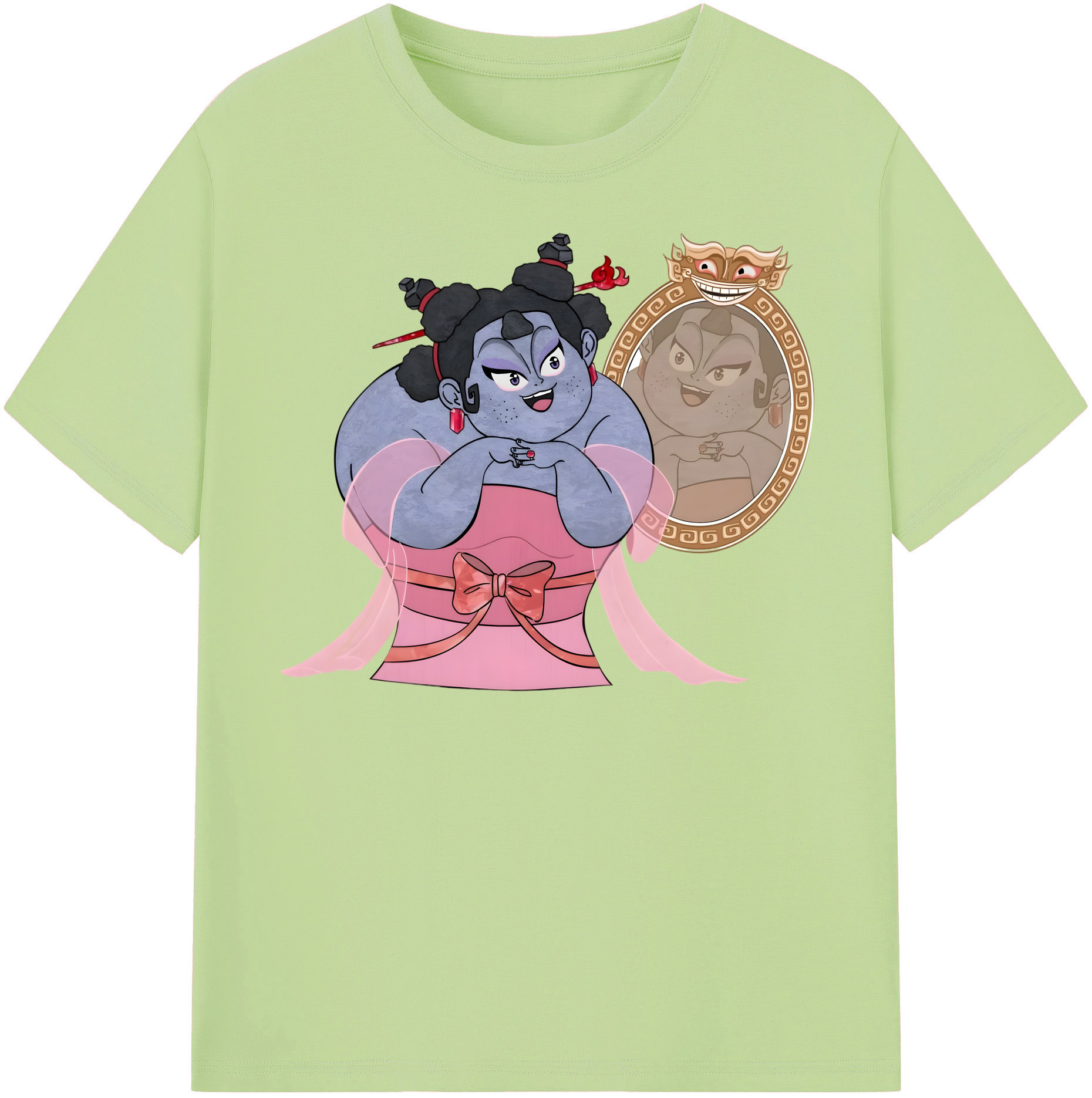 （画像用） Ne Zha 2 ナタ 魔童の大暴れ 綿100％半袖Tシャツ（フロントプリント）
